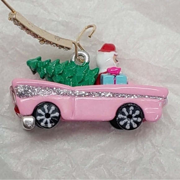 NWT Betsey Johnson Pink Santa Car Earrings Mix-Matched Rhinestones & Faux Pearl - Picture 9 of 17